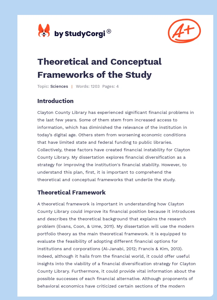 Theoretical and Conceptual Frameworks of the Study. Page 1