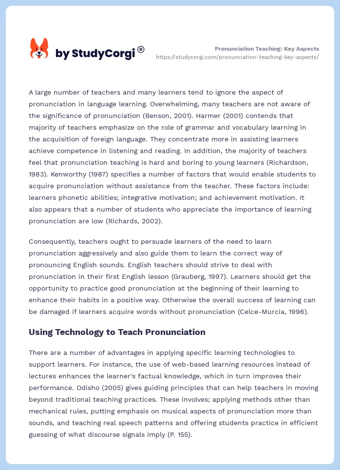 Pronunciation Teaching: Key Aspects. Page 2