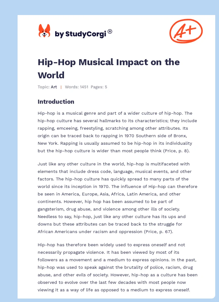 Hip-Hop Musical Impact on the World. Page 1