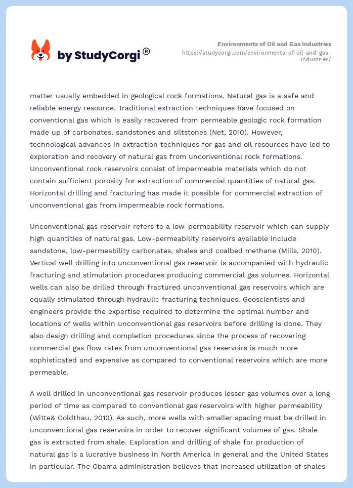 Environments of Oil and Gas Industries. Page 2