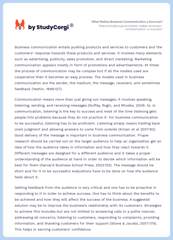 What Makes Business Communication a Success?. Page 2
