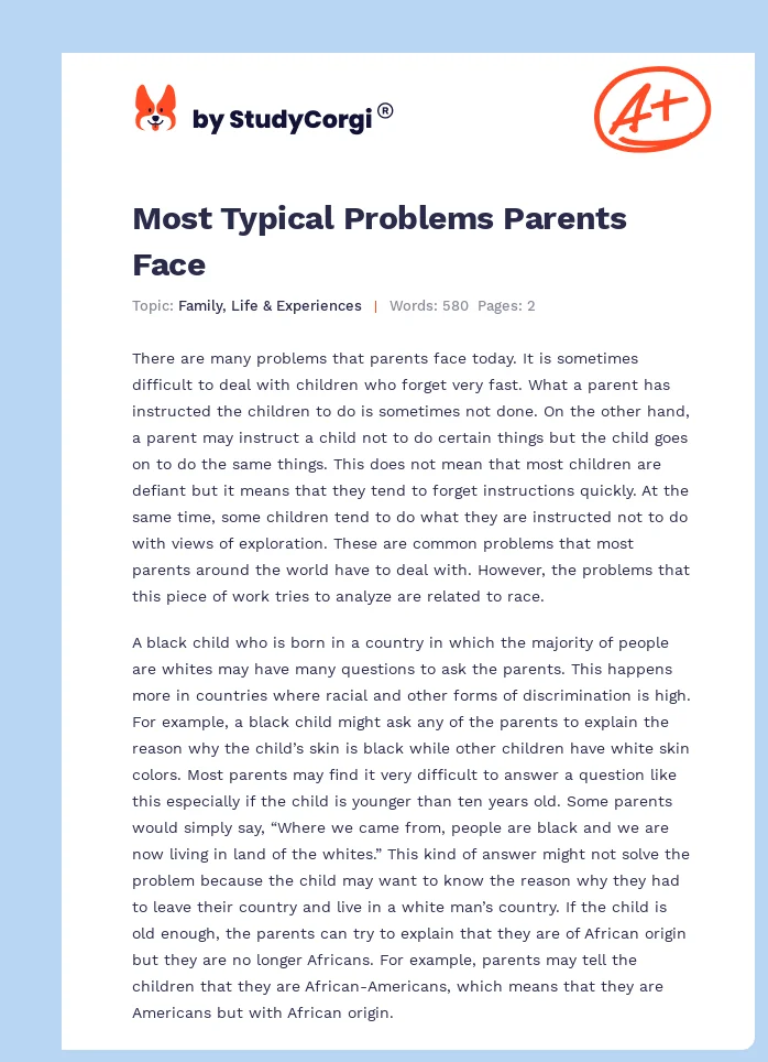 Most Typical Problems Parents Face. Page 1