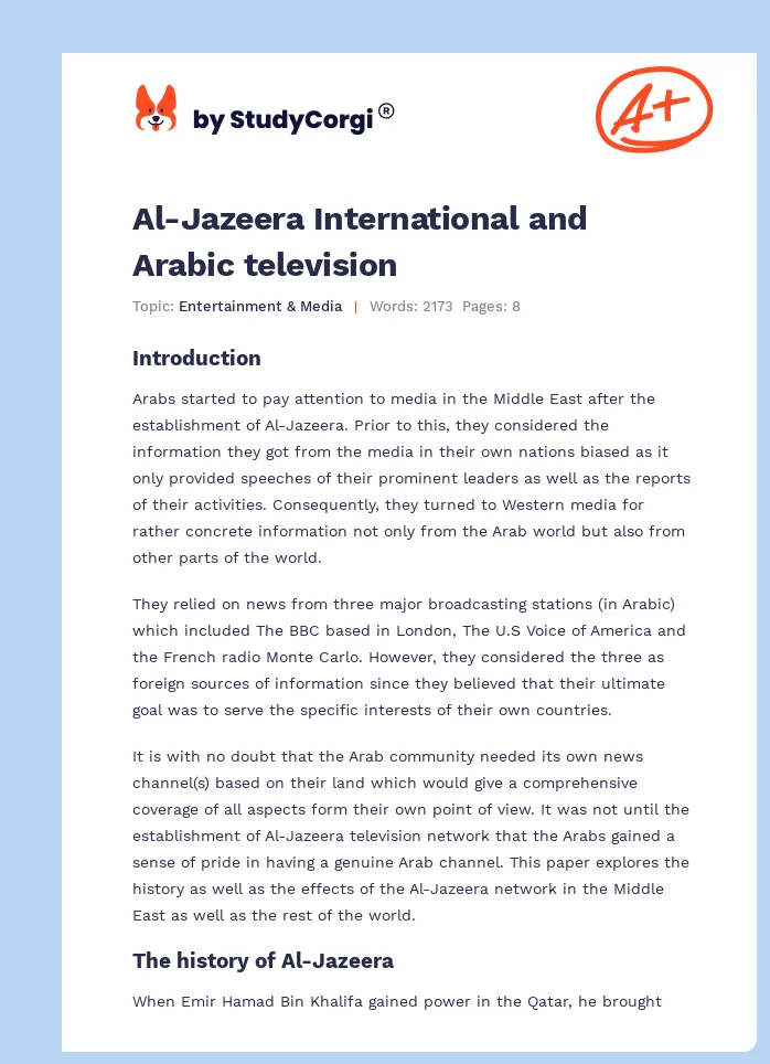Al-Jazeera International and Arabic television. Page 1