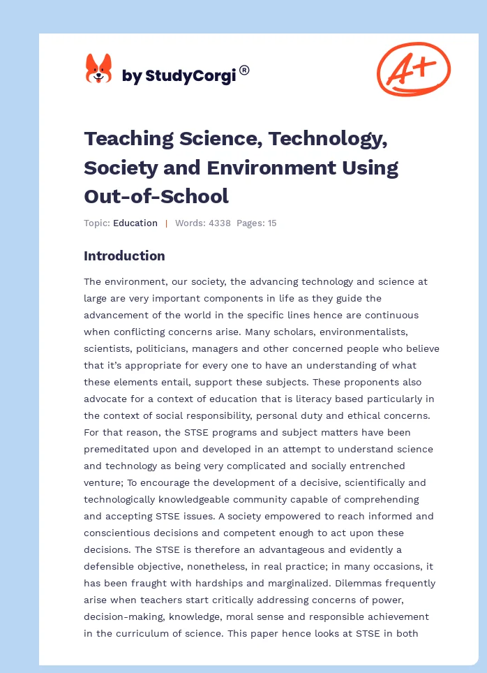 Teaching Science, Technology, Society and Environment Using Out-of-School. Page 1