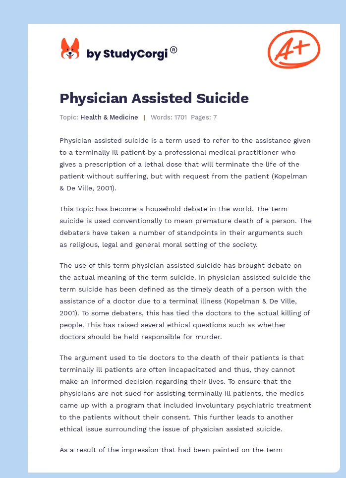 Physician Assisted Suicide. Page 1