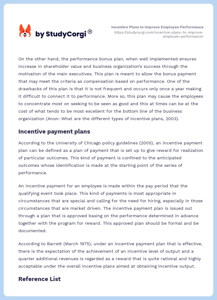 Incentive Plans to Improve Employee Performance. Page 2
