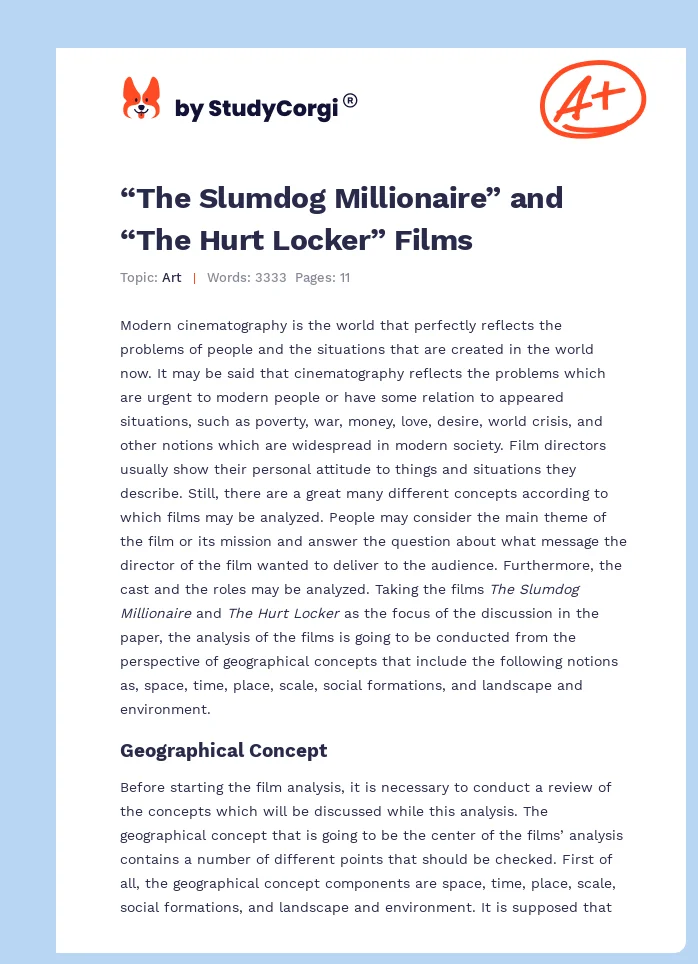 “The Slumdog Millionaire” and “The Hurt Locker” Films. Page 1