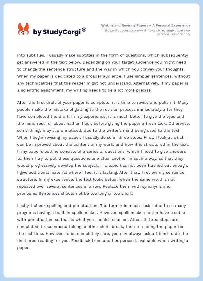 Writing and Revising Papers – A Personal Experience. Page 2
