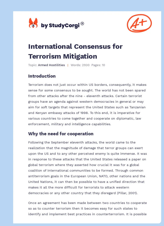 International Consensus for Terrorism Mitigation. Page 1