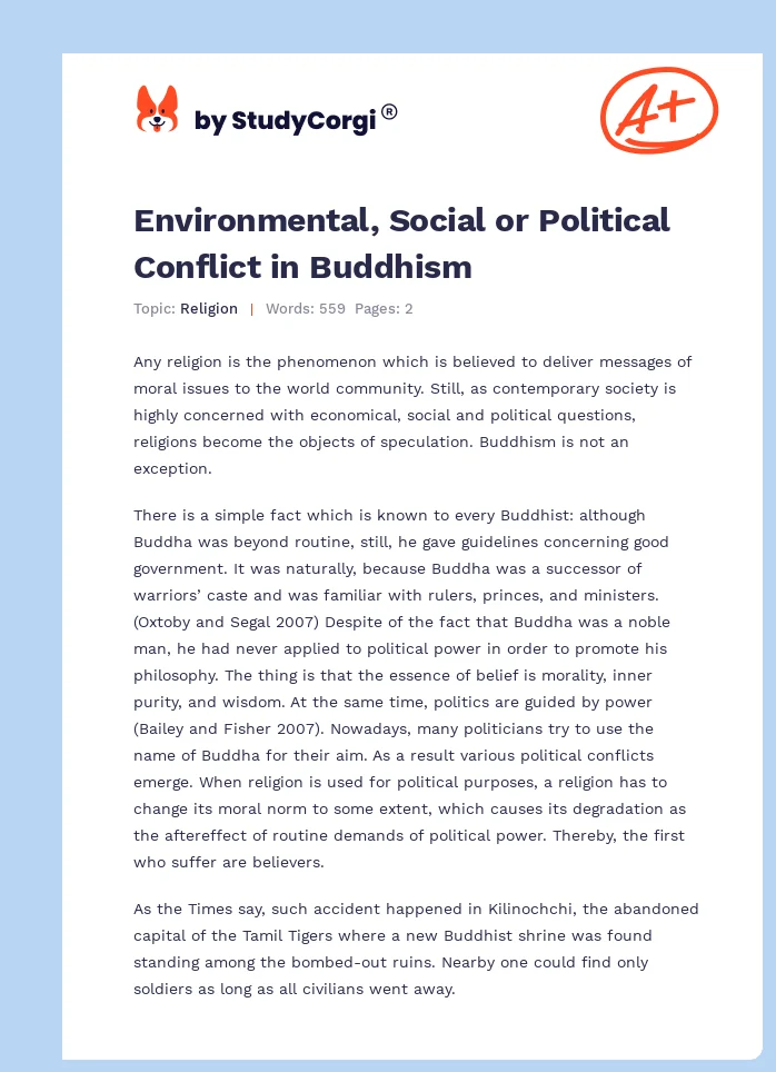 Environmental, Social or Political Conflict in Buddhism. Page 1