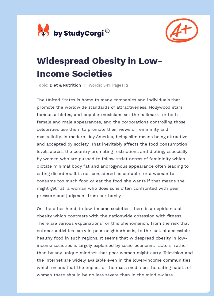 Widespread Obesity in Low-Income Societies. Page 1