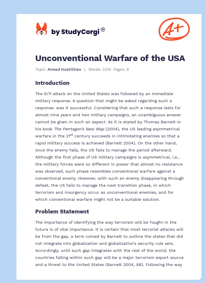 Unconventional Warfare of the USA. Page 1