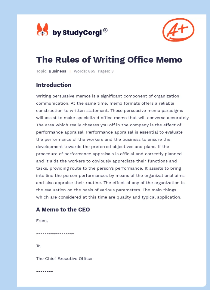 The Rules of Writing Office Memo. Page 1