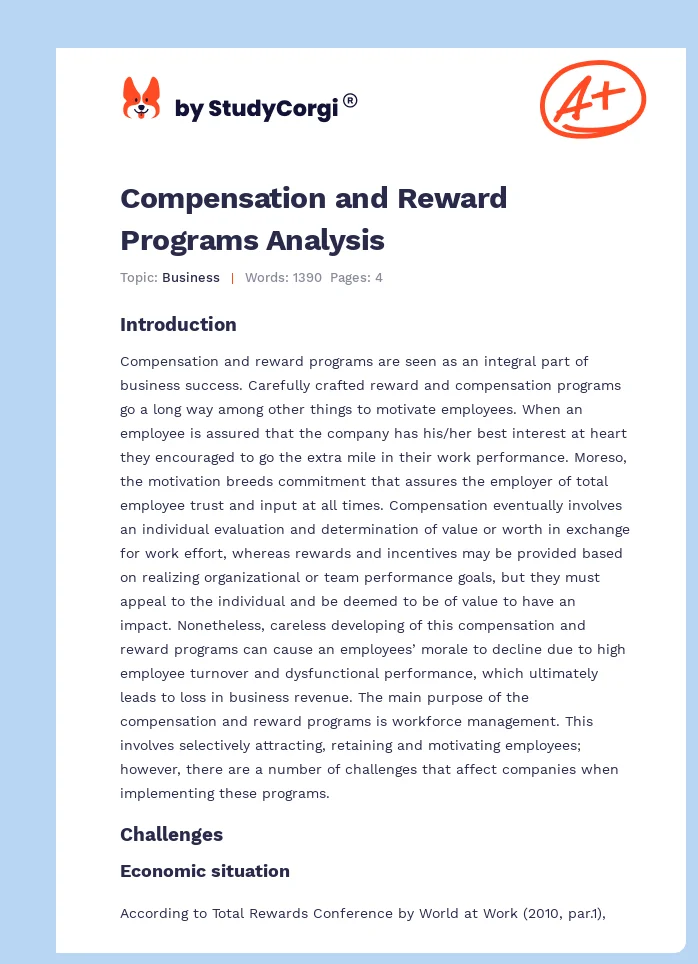 Compensation and Reward Programs Analysis. Page 1
