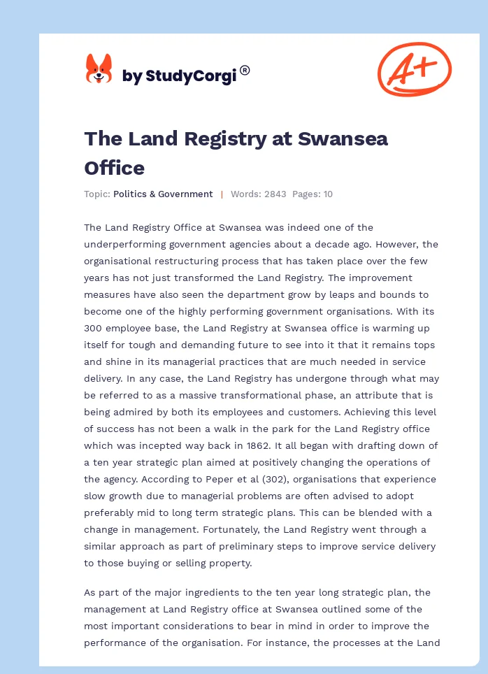 The Land Registry at Swansea Office. Page 1