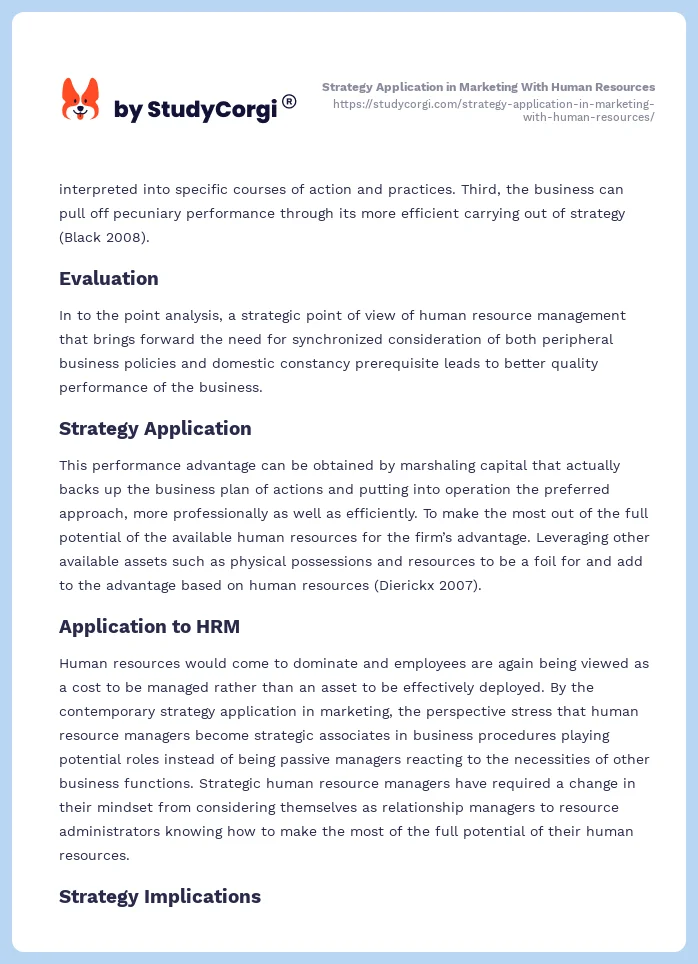 Strategy Application in Marketing With Human Resources. Page 2