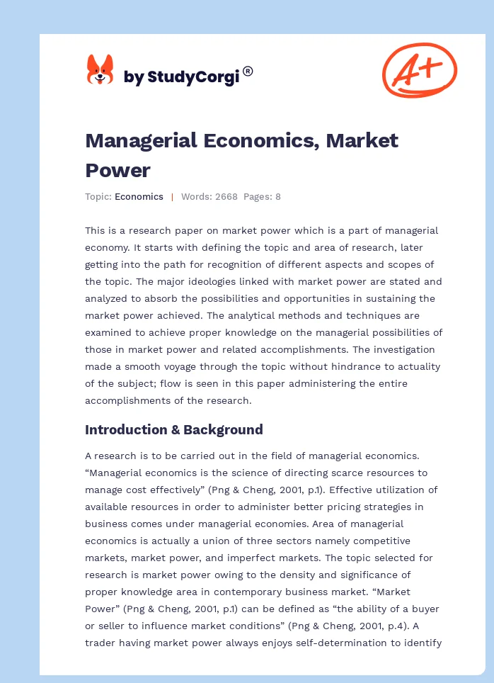 Managerial Economics, Market Power. Page 1