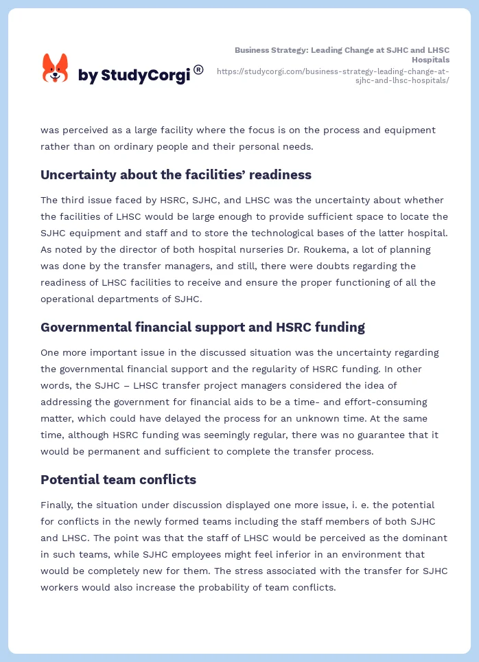 Business Strategy: Leading Change at SJHC and LHSC Hospitals. Page 2