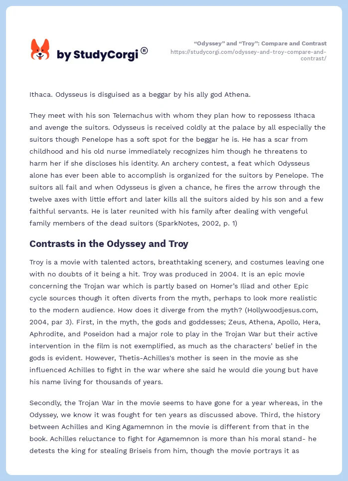 “Odyssey” and “Troy”: Compare and Contrast. Page 2