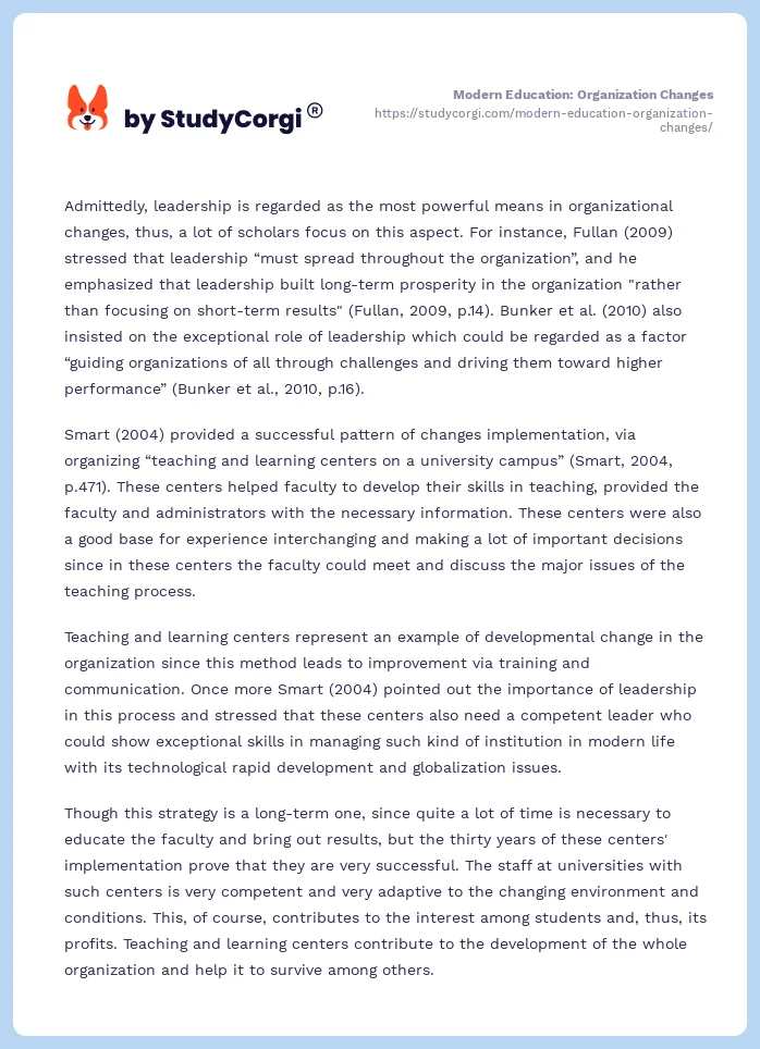 Modern Education: Organization Changes. Page 2