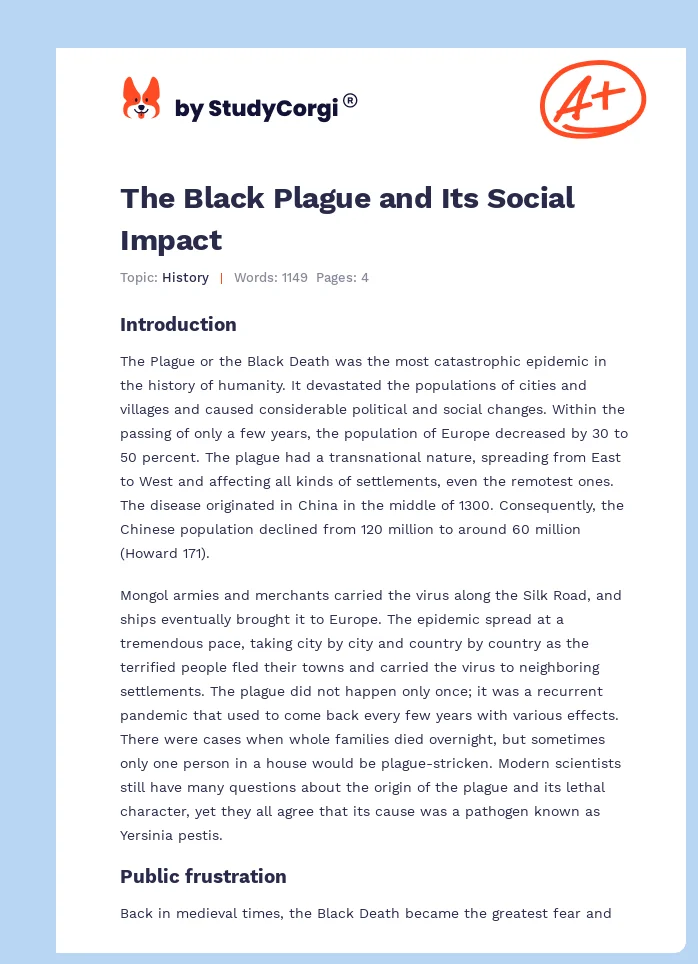 The Black Plague and Its Social Impact. Page 1