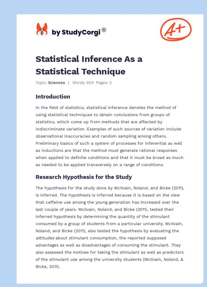 Statistical Inference As a Statistical Technique. Page 1
