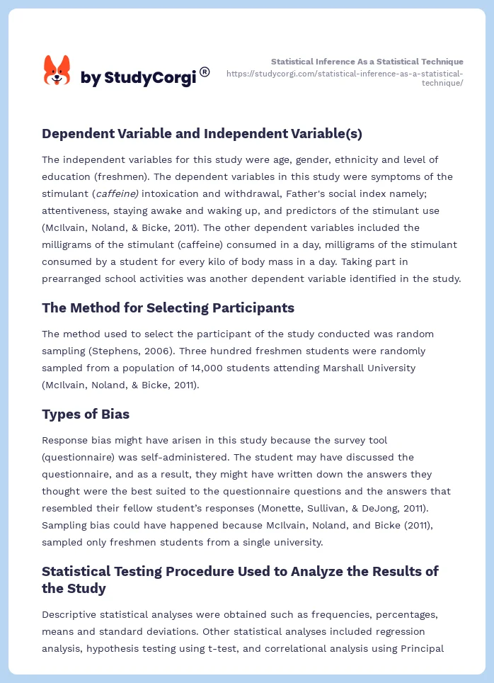 Statistical Inference As a Statistical Technique. Page 2