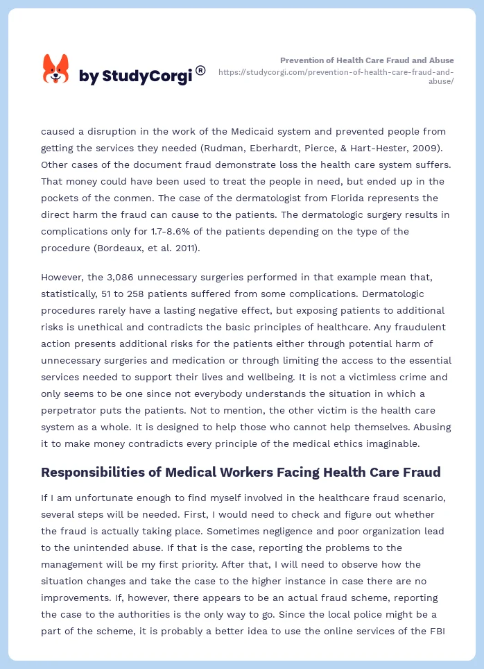 Prevention of Health Care Fraud and Abuse. Page 2