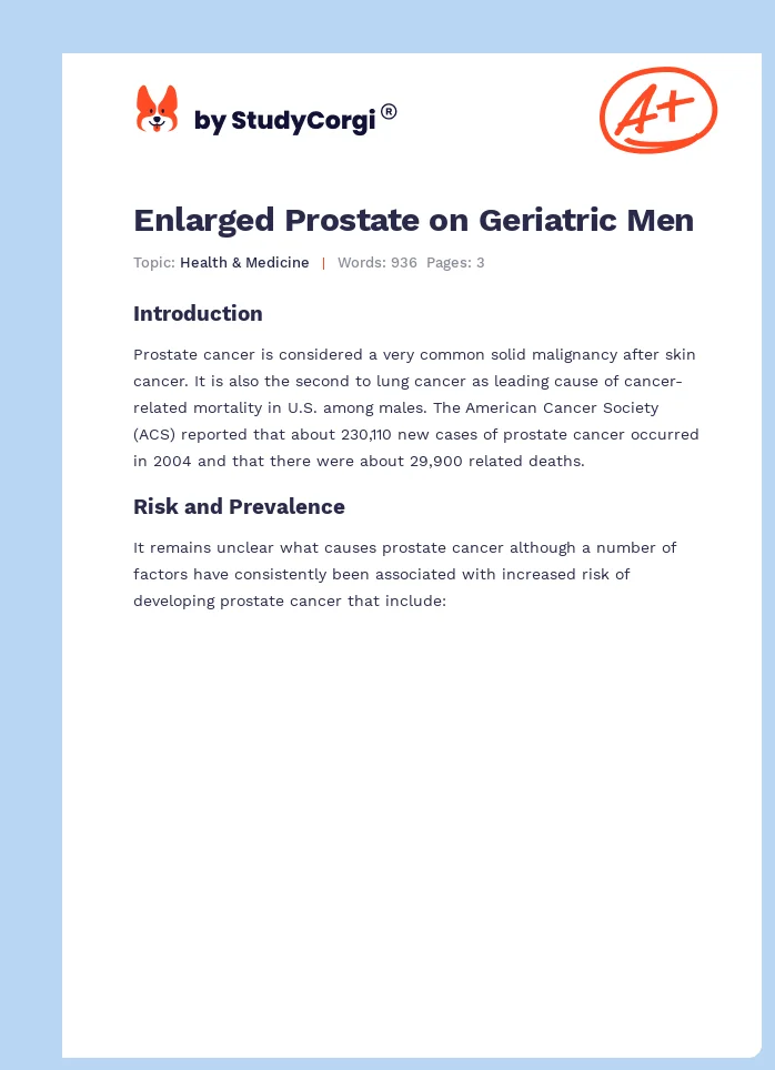 Enlarged Prostate on Geriatric Men. Page 1