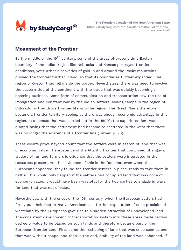 The Frontier: Creation of the New American State. Page 2