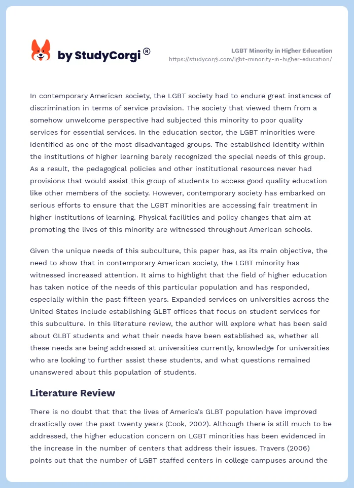 LGBT Minority in Higher Education. Page 2