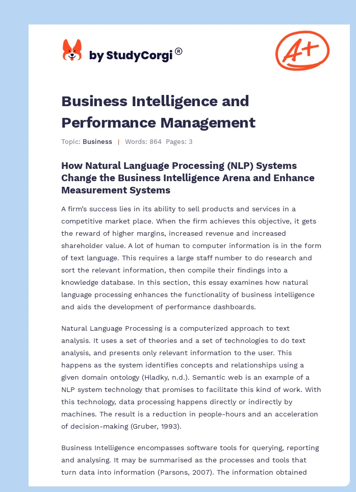 Business Intelligence and Performance Management. Page 1