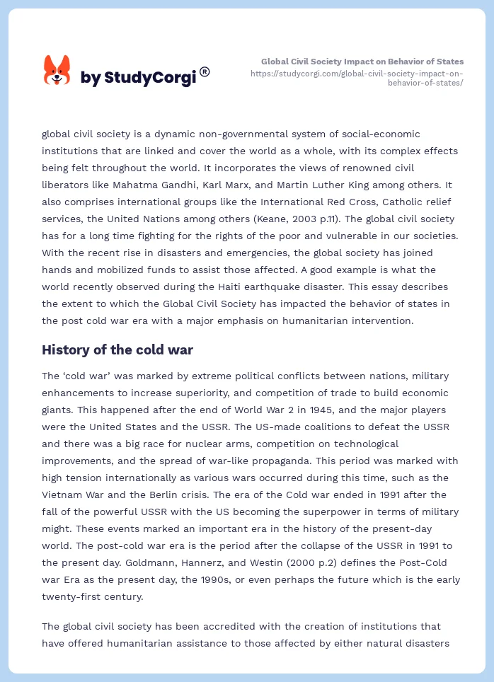 Global Civil Society Impact on Behavior of States. Page 2
