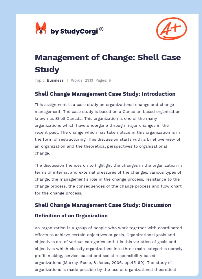 Management of Change: Shell Case Study. Page 1