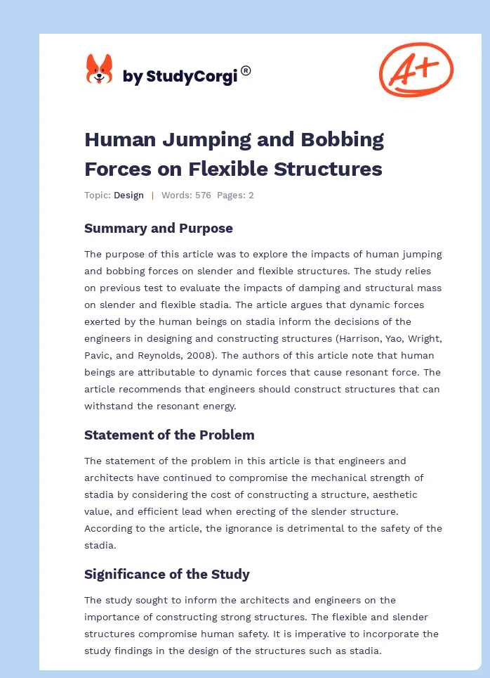 Human Jumping and Bobbing Forces on Flexible Structures. Page 1