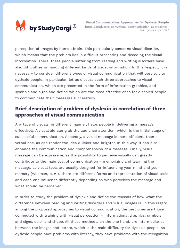 Visual Communication: Approaches for Dyslexic People. Page 2
