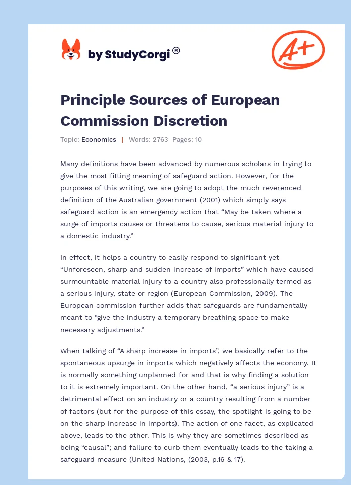 Principle Sources of European Commission Discretion. Page 1