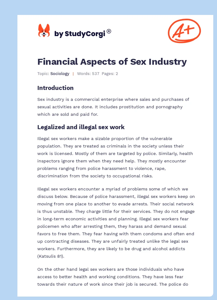 Financial Aspects of Sex Industry. Page 1