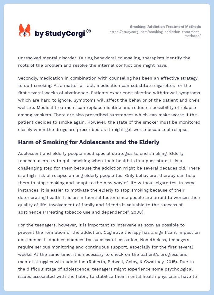 Smoking: Addiction Treatment Methods. Page 2