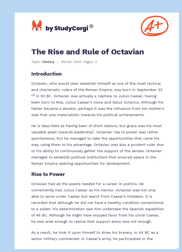 The Rise and Rule of Octavian. Page 1