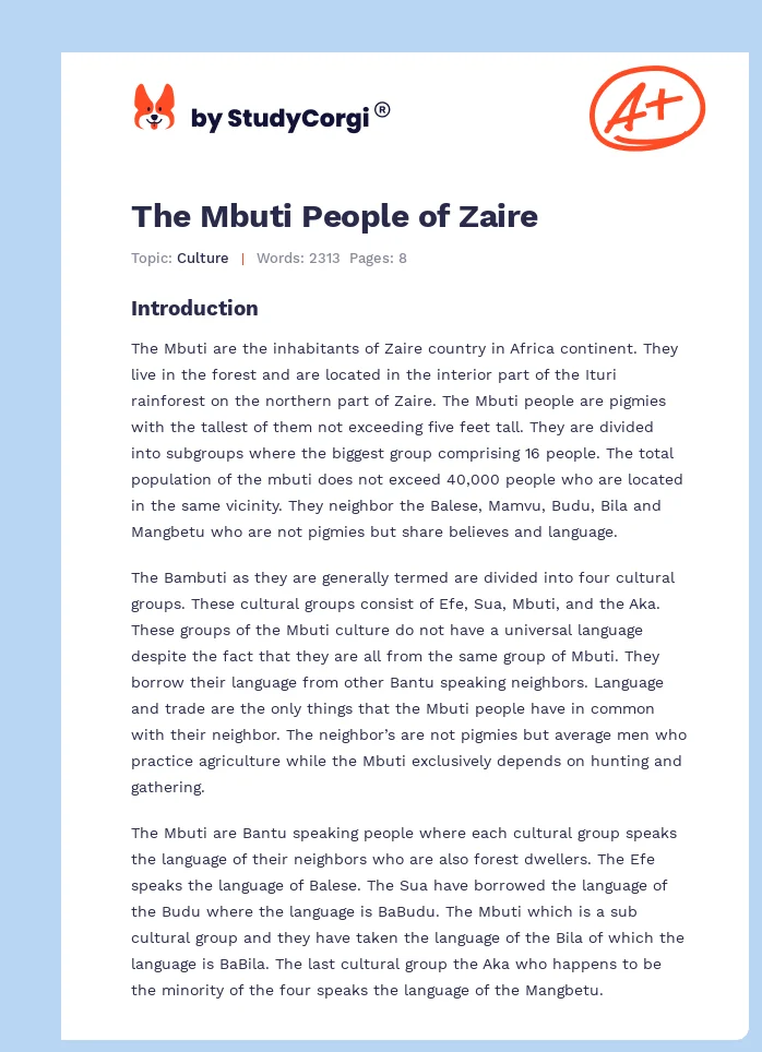 The Mbuti People of Zaire. Page 1