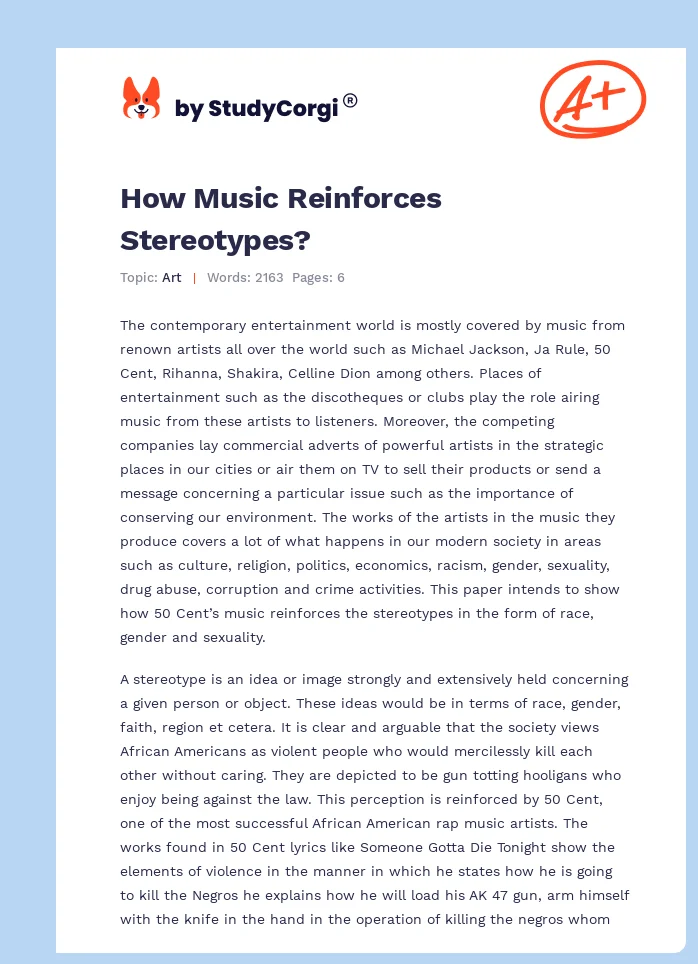How Music Reinforces Stereotypes?. Page 1