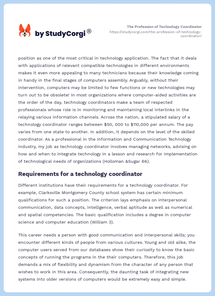 The Profession of Technology Coordinator. Page 2