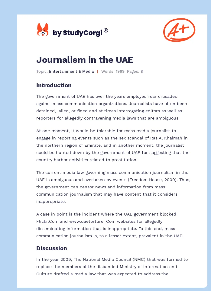 Journalism in the UAE. Page 1