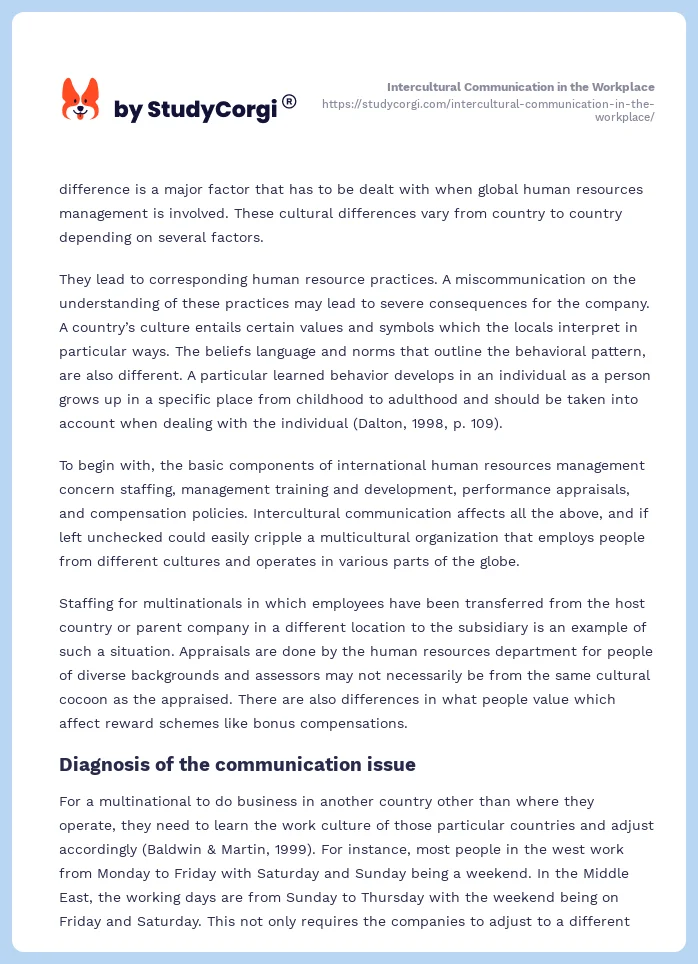 intercultural communication in the workplace essay