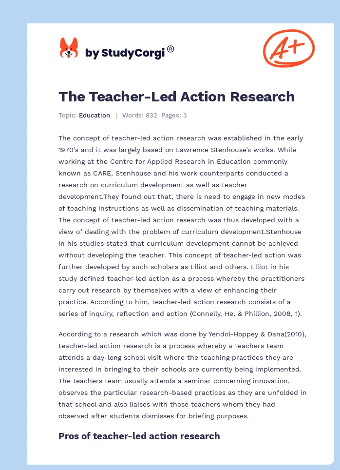 The Teacher-Led Action Research. Page 1