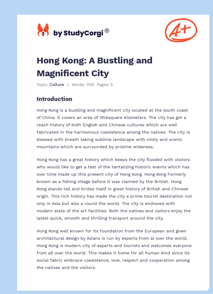 Hong Kong: A Bustling and Magnificent City. Page 1