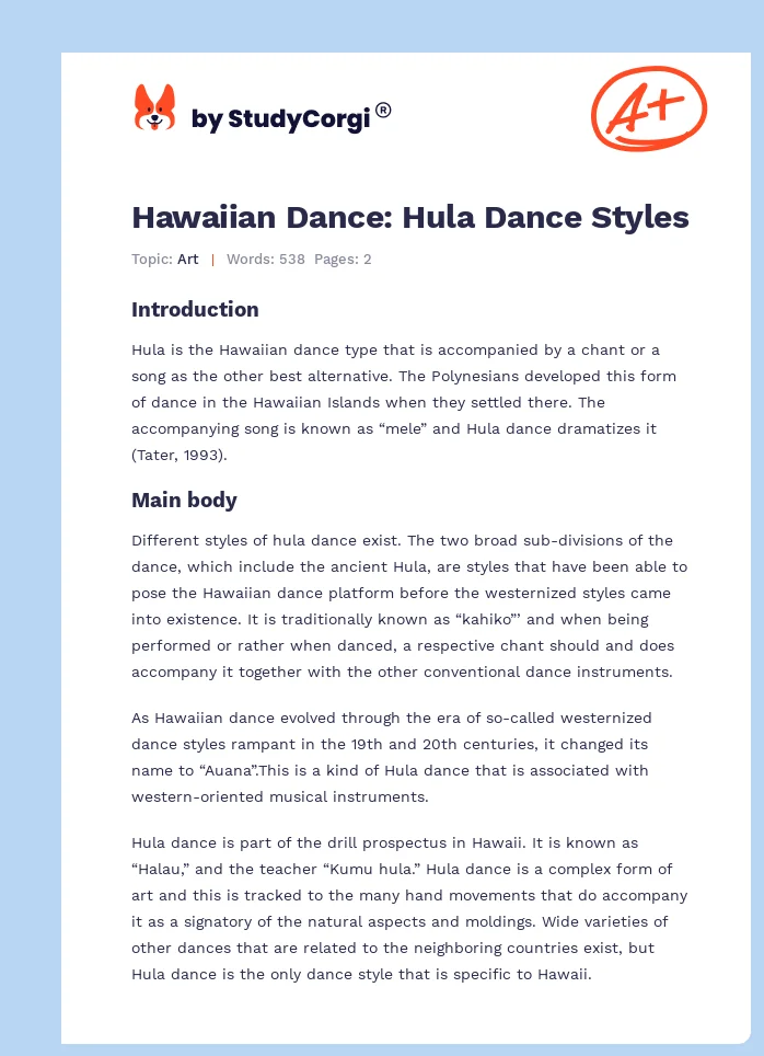 Hawaiian Dance: Hula Dance Styles. Page 1