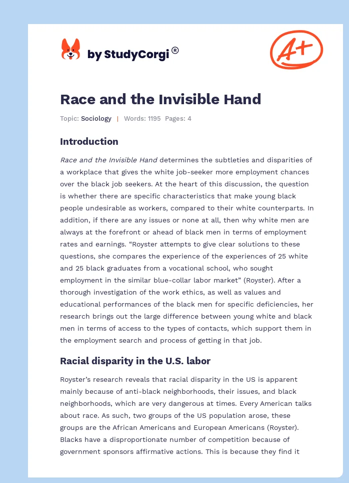 Race and the Invisible Hand. Page 1