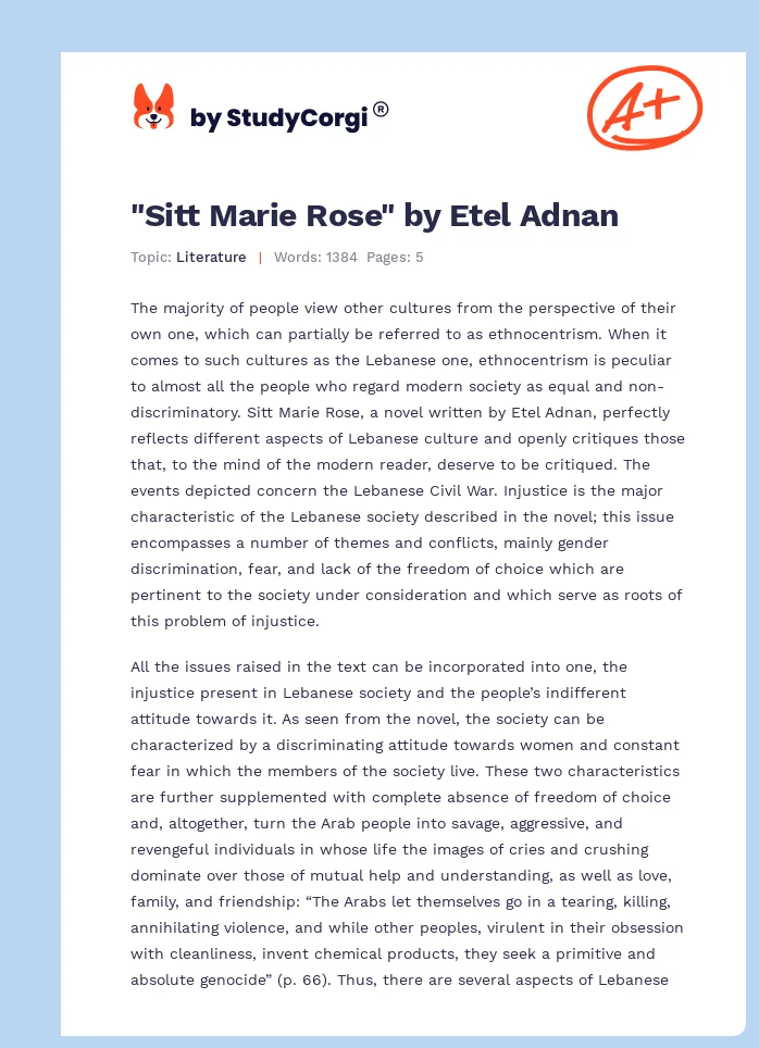 "Sitt Marie Rose" by Etel Adnan. Page 1